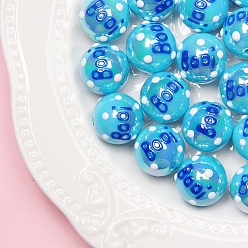 Слово Акриловые бусины насыщенного небесно-голубого цвета, круглые, слово, 16 мм