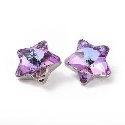 Plum Electroplate Glass Charms, Faceted, Star, Plum, 13x13.5x7mm, Hole: 1.2mm