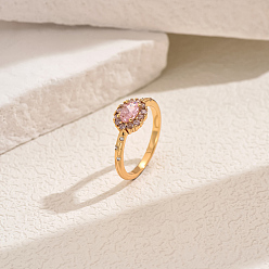 Oval Кольца для женщин с микропаве из латуни и кубическими цирконами, золотые, овальные