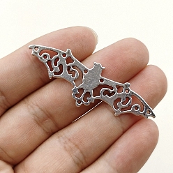 Античное Серебро Подвески летучая мышь на хэллоуин, прелести соединителя сплава, летучая мышь, можно использовать как ожерелье, одежду, сумку, украшение, материал для закладки, античное серебро, 20x56 мм