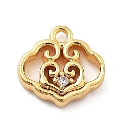 Cloud Латунные микро проложить кубического циркония подвески, облако, 10.5x10.5x2.5 мм, отверстие : 1.2 мм