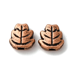 Красная Медь Сплавочные овальные бусины тибетского стиля , лист, без кадмия, без никеля и без свинца, Красная медь, 7x7x3 мм, отверстие : 1 мм