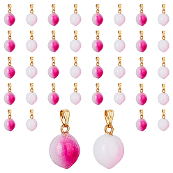 (52) Непрозрачная лаванда 100 шт. 2 цвета непрозрачные стеклянные подвески, окрашенные распылением, с фурнитурой латунной золотого тона, персик прелести, разноцветные, 17x12x11.5 мм, отверстие : 6x2.5 мм, 50 шт / цвет