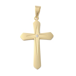 Золотой 304 подвески из нержавеющей стали, крест очарование, со стразами, вакуумное покрытие pvd, золотые, 45.5x27.5x2.5 мм, отверстие : 9x5.5 мм