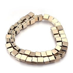 (252) Цвет внутри: морской / фиолетовый на подкладке Гальванизировать немагнитных синтетический гематит нитей бисера, полированный, желобчатый, квадратный, античная бронза покрытие, 8x8x5 мм, отверстие : 1.5 мм, около 54 шт / нитка, 16.7 дюйм (42.5 см)