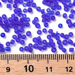 Blue Glass Seed Beads, Frosted Colors, Round, Blue, 2mm