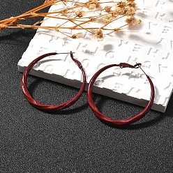 Красный Серьги-кольца из сплава и 925 стерлингового серебра, красные, 43x4 мм