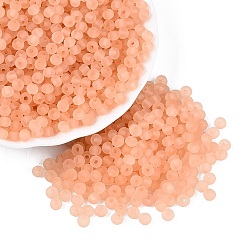 Salmon Foncé Perles de rocaille en verre transparent dépoli fgb, rondelle, facette, trou rond, teint et cœur, saumon noir, 4~4.5x3~3.5mm, Trou: 1.4~1.5mm, environ 6430 pcs / livre