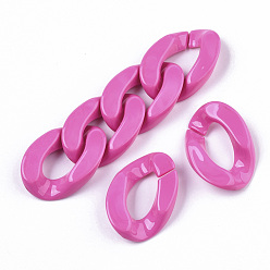 Deep Pink Opaque Acrylic Linking Rings, Quick Link Connectors, for Curb Chains Making, Twist, Deep Pink, 30x21x6mm, Inner Diameter: 16x8mm