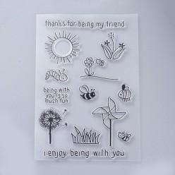 Flower Silicone Stamps, for DIY Scrapbooking, Photo Album Decorative, Cards Making, Stamp Sheets, Floral Pattern, 160x110x3mm