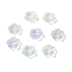Colorful Opaque Acrylic Bead Caps, Flower, Colorful, 12x13x3mm, Hole: 1.5mm