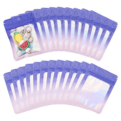 Сланцево-синий 40шт. прямоугольные блестящие голографические пластиковые пакеты с застежкой-молнией, многоразовые упаковочные пакеты, мешок с самоуплотнением, синевато-серый, 12x9x0.15 см, односторонняя толщина: 2.5 мил(0.065мм)