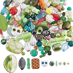 Mixed Color 100G Mixed Styles Plastic Beads, Mixed Shapes, Mixed Color, 5.5~44.5x5.5~32.5x2.5~16mm, Hole: 1.2~5mm
