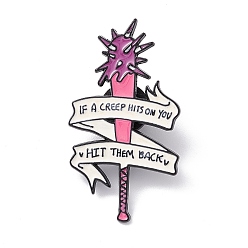 Tool Word If A Creep Hits On You Hit Them Back Enamel Pin, Electrophoresis Black Plated Alloy Feminism Theme Brooch for Backpack Clothes, Tools Pattern, 43x23.5x1mm