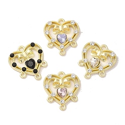 Золотой Стойки подвески обшивки сплава, со стразами, без кадмия, без никеля и без свинца, сердце, золотые, 18x16x3 мм, отверстие : 1.2 мм