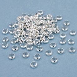 Посеребрённый Рейка из латунной проставки, долговечный, плоско-круглые, 925 серебро покрытием, 4.5x1.7 мм, отверстие : 3 мм