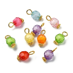 Oval 100шт. прозрачные акриловые бусины в подвесках из бисера, с золотыми тонами железных петель, разноцветные, овальные, 15 мм, отверстие : 3 мм