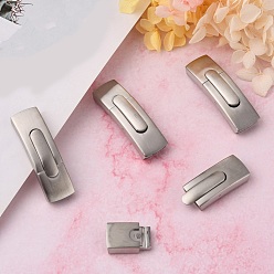 Stainless Steel Color 304 Stainless Steel Bayonet Clasps, Frosted, Rectangle, Stainless Steel Color, 44.5x13x7.5mm, Hole: 4x11mm