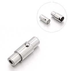 Stainless Steel Color Smooth 304 Stainless Steel Column Locking Tube Magnetic Clasps, Stainless Steel Color, 17x5.5mm, Hole: 2mm