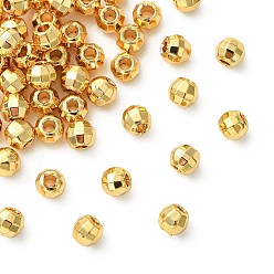 Real 18K Gold Plated SHEGRACE Brass Round Beads, Cadmium Free & Nickel Free & Lead Free, Faceted, Real 18K Gold Plated, 4x4x3.5mm, Hole: 1.2mm
