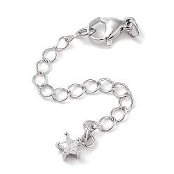 Платина Латунь с удлинителем цепи из циркония, концевые цепи, без кадмия, без никеля и без свинца, звезда, платина, 73 мм