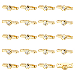 Золотой 20шт. латунные подвески-соединители с прозрачным кубическим цирконием, овальные связи, золотые, 4x10.5x3 мм, отверстие : 1.5 мм