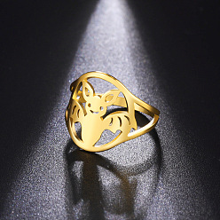 Золотой Кольца из нержавеющей стали летучей мыши, украшения для унисекс, золотые, 17.5 мм, размер США 8 (18.1 мм)