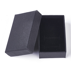 Black Kraft Paper Cardboard Jewelry Boxes, Ring Box, Rectangle, Black, 8.7x5.5x2.8cm