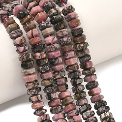 Родонит Природные родонит бисер нитей, шестиугольные бусины хейши, 6x7x3.5 мм, отверстие : 0.9 мм, около 108~109 шт / нитка, 14.96~15.04'' (38~38.2 см)