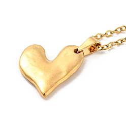Golden 304 Stainless Steel Pendant Necklaces, Heart, Golden, 17.64 inch(44.8cm)