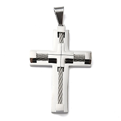 Нержавеющая Сталь Цвет 304 подвески из нержавеющей стали, подвески в виде креста и кабеля, с 201 держателями для ледоруба из нержавеющей стали, цвет нержавеющей стали, 62x40.5x7.5 мм, отверстие : 10.5x7 мм