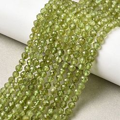 Перидот Природный перидот бисер нитей, граненые, круглые, 4 мм, отверстие : 0.8 мм, около 84~90 шт / нитка, 14.57''~14.96'' (37~38 см)