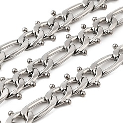 Нержавеющая Сталь Цвет 304 из нержавеющей стали Figaro цепи, с катушкой, несварные, цвет нержавеющей стали, 10.5x10.5x2.5 мм