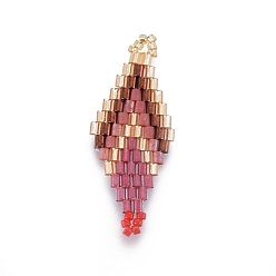 Индийский Красный Японский бисер miyuki & toho ручной работы ссылки, Ткацкий станок, ромб, Индийская красная, 32.5~33x12.5~13.5x1.7 мм, отверстие : 1.2~1.5 мм