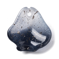 Морской Синий Двухцветные стеклянные подвески, Китайские подвески-лепестки лианы-трубы, Marine Blue, 15x14.5x5 мм, отверстие : 1.2 мм