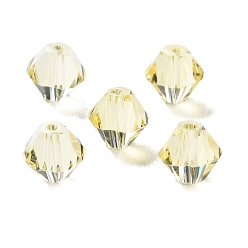Бледно-Золотистый К 9 стекло, имитация Австрийские кристаллические шарики, граненые, двухконусные, бледно золотарник, 6x6x6 мм, отверстие : 0.9 мм