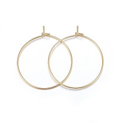 Настоящее золото 18K 316 серьги-кольца из хирургической нержавеющей стали, кольцо, реальный 18 k позолоченный, 21 датчик, 25x0.7 мм