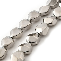 с Платиновым Покрытием Стеклянные бусины с гальваническим покрытием , самородки, полное покрытие, граненые, с покрытием платиным, 12x10x7 мм, отверстие : 1 мм, около 37 шт / нитка, 17.44'' (44.3 см)