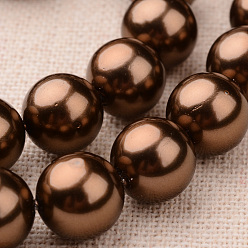Кокосово-Коричневый Полированный круглый снаряд класса жемчужные нити из бисера, кокосового коричневый, 8 мм, отверстие : 1 мм, около 49 шт / нитка, 16 дюйм