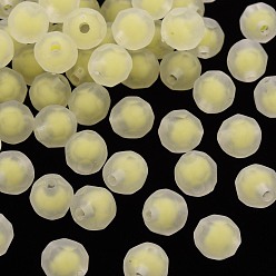 Gelb Transparente Acryl Perlen, Perle in Perlen, matt, facettiert, Runde, Gelb, 9.5x9.5 mm, Bohrung: 2 mm, ca. 1041 Stk. / 500 g