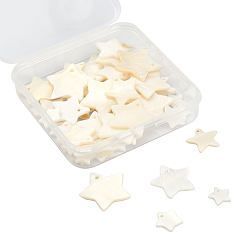 Морская Ракушка 50шт 5 подвески в стиле пресноводных ракушек, звезда, цвет морской раковины, 10~23x10.5~24x2 мм, отверстие : 1.2 мм, 10 шт / стиль