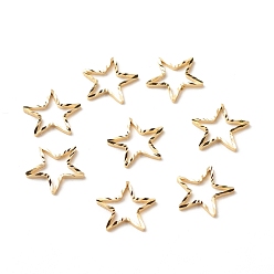 Настоящее золото 24K Латунные соединительные колечки, долговечный, без кадмия и без свинца, звезда, реальный 24 k позолоченный, 9.5x10x1 мм, внутренний диаметр: 7x7 мм