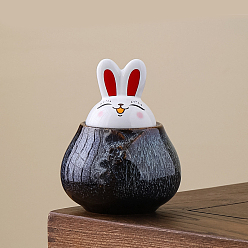 Marine Blue Rabbit Shape Flambed Glazed Porcelain Storage Containers, Mini Tea Storage, Refillable Bottle, for Tea Coffee Herb Candy Chocolate Sugar, Marine Blue, 8.5x10.5cm, Capacity: 175ml(5.92fl. oz)