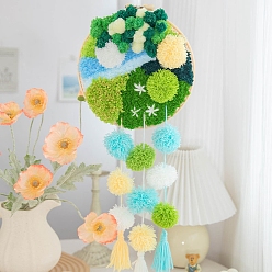 Зеленый Набор для вязания крючком настенного украшения из мха своими руками, включить инструкции, крючок для вязания, пяльцы, иголка и нитка, зелёные, 56 см