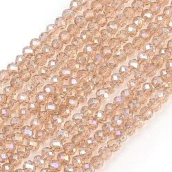 Льняное Полотно Стеклянные бусины с гальваническим покрытием , с покрытием AB цвета, граненые, шайба, белье, 2.9~3.3x2 мм, отверстие : 0.5 мм, около 135~140 шт / нитка, 32~34 см