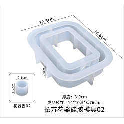 Rectangle Формы для ваз из пищевого силикона своими руками, формы для литья смолы, инструменты для производства глиняных ремесел, белые, прямоугольные, 128x166x39.5 мм