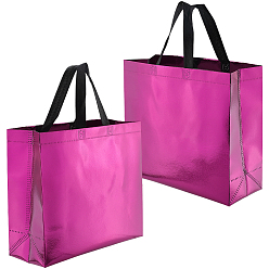 Фиолетовый Многоразовые подарочные пакеты, сумка-тоут из нетканого материала с лазерной обработкой и ручкой, прямоугольные, фиолетовые, 32x12x28 см