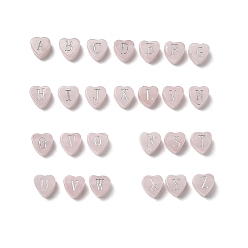Letter A~Z Природного розового кварца бусы, сердце с письмом, Письмо ~ Z, 8~8.5x8~8.5x5 мм, отверстие : 1.4 мм