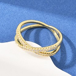 Настоящее золото 18K Латунные микро проложить пальцев кольца кубического циркония, крест крест кольца, реальный 18 k позолоченный, 6.5 мм, внутренний диаметр: 20.8 мм