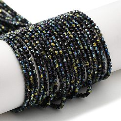 с с Покрытием AB Цветов  Стеклянные бусины с гальваническим покрытием , с половиным покрытием, граненые круглые, с покрытием AB цвета, 2 мм, отверстие : 0.7 мм, около 160~178 шт / нитка, 13.58 ~14.17 дюйм (34.5~36 см)